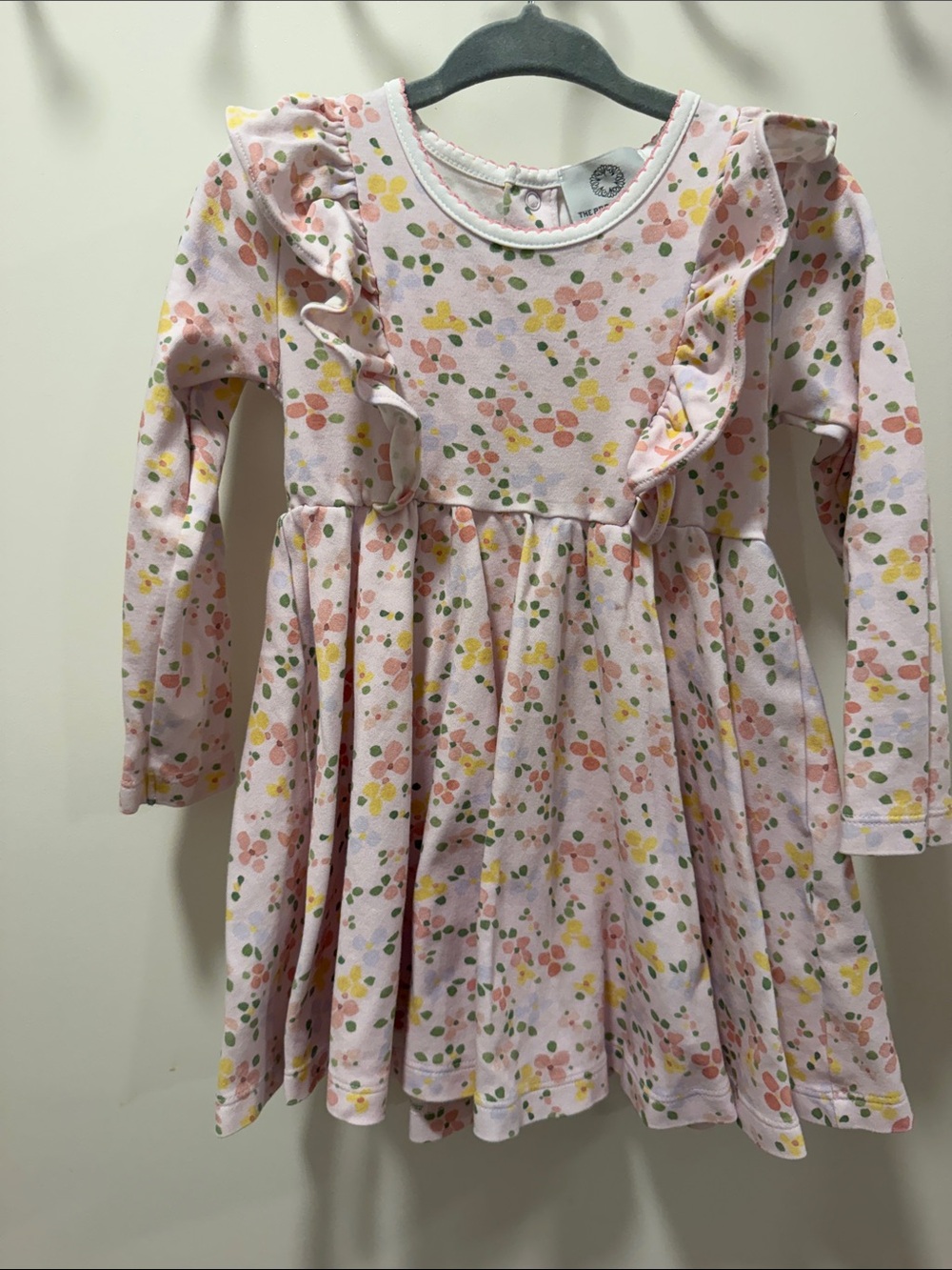 The Proper Peony Girls' Long-Sleeve Floral Knit Dress - Pink 2T